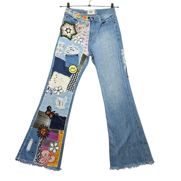 BDG Urban Outfitters Flare Patchwork Jeans Size 25 - Picture 1 of 10